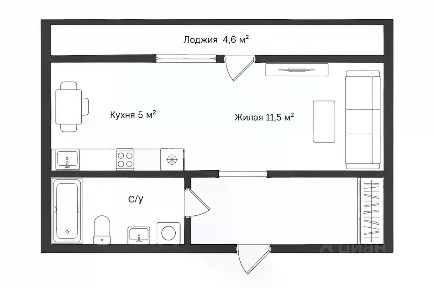 Продается студия, 25,9 м²