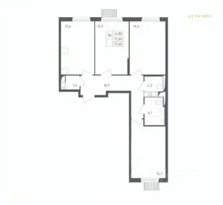 Продается 3-комн. квартира, 71,8 м²