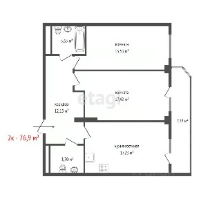Продается 2-комн. квартира, 76,9 м²