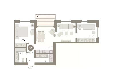 Продается 2-комн. квартира, 64 м²