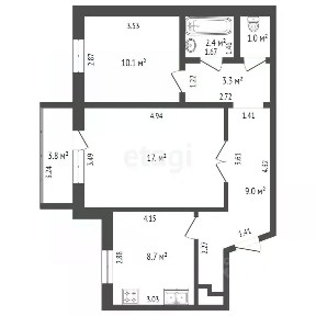 Продается 2-комн. квартира, 51,4 м²
