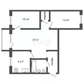 Продается 3-комн. квартира, 56,3 м²