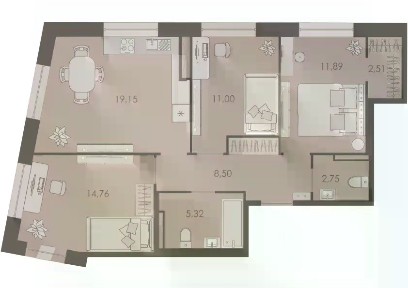 Продается 3-комн. квартира, 75,5 м²