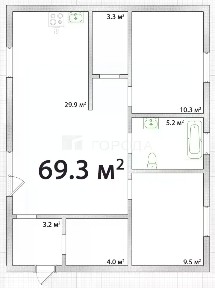 Продается 1-этажный дом, 69,3 м²