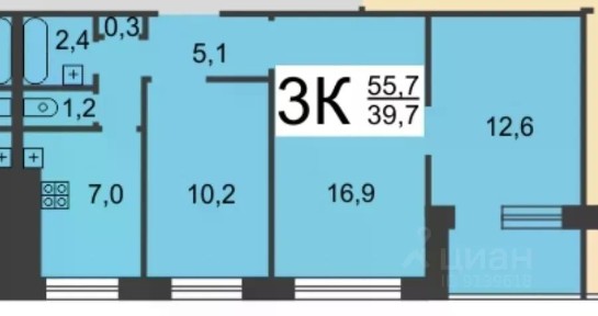 Продается 3-комн. квартира, 57,6 м²