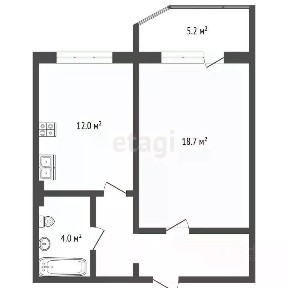 Продается 1-комн. квартира, 43,2 м²