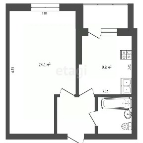 Продается 1-комн. квартира, 42,4 м²
