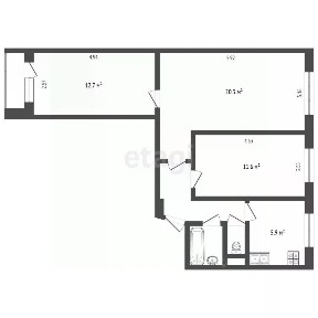 Продается 3-комн. квартира, 58,6 м²
