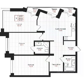 Продается 3-комн. квартира, 89,49 м²