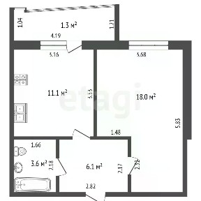 Продается 1-комн. квартира, 38,8 м²