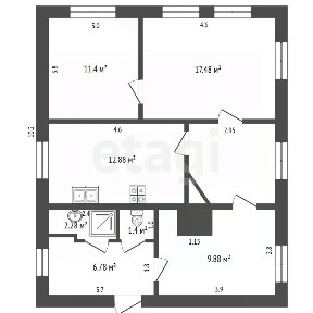 Продается 1-этажный дом, 69,2 м²
