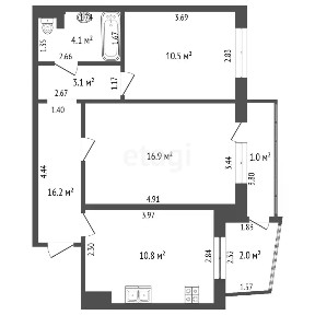 Продается 2-комн. квартира, 50,9 м²