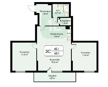 Продается 3-комн. квартира, 63,1 м²
