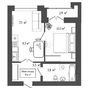 Продается 1-комн. квартира, 39,6 м²