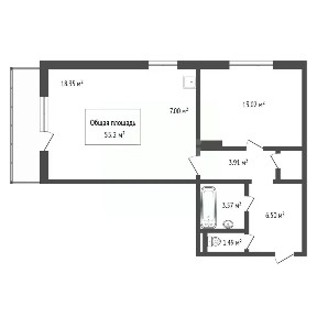 Продается 2-комн. квартира, 55,2 м²