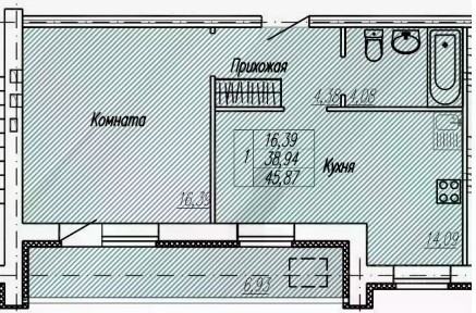 Продается 1-комн. квартира, 45,8 м²