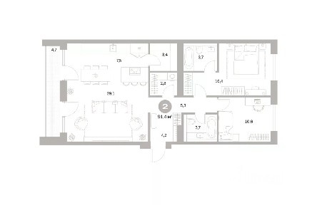Продается 2-комн. квартира, 91,37 м²
