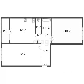 Продается 2-комн. квартира, 55,9 м²