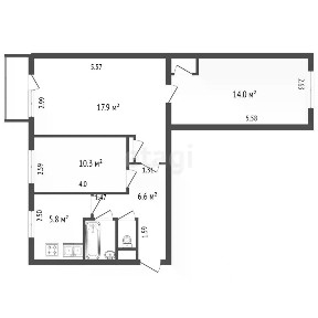 Продается 3-комн. квартира, 59,1 м²