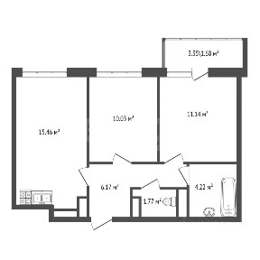 Продается 2-комн. квартира, 52,14 м²