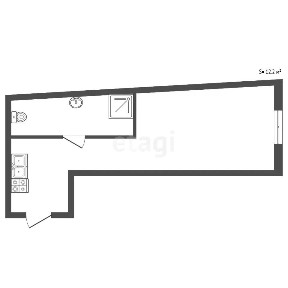 Продается апартаменты-студия, 12,2 м²