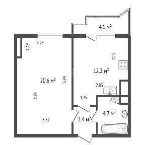 Продается 1-комн. квартира, 39,4 м²