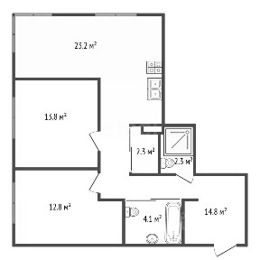 Продается 2-комн. квартира, 75,6 м²