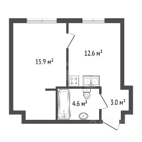 Продаются 1-комн. апартаменты, 36,1 м²