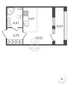 Продается студия, 25,46 м²