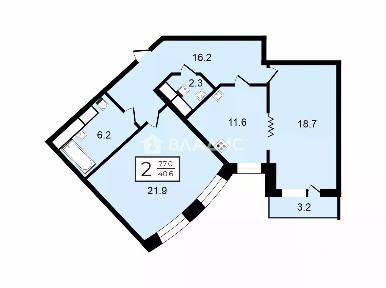 Продается 2-комн. квартира, 77 м²