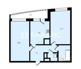 Продается 2-комн. квартира, 55,1 м²