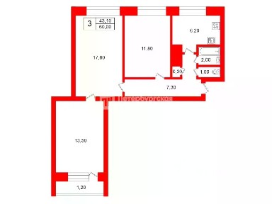 Продается 3-комн. квартира, 60 м²