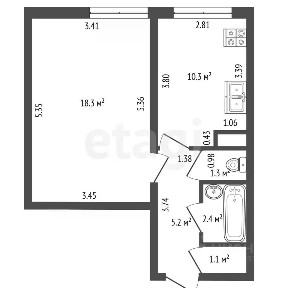 Продается 1-комн. квартира, 38,4 м²