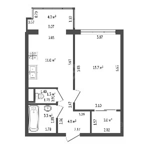 Продается 1-комн. квартира, 39,2 м²