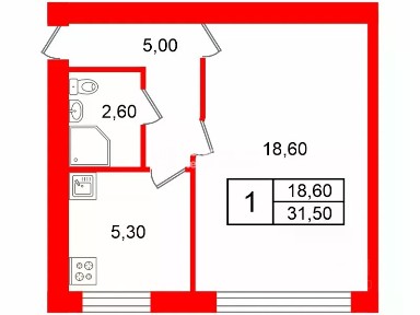 Продается 1-комн. квартира, 31,5 м²