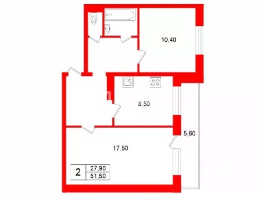 Продается 2-комн. квартира, 51,5 м²
