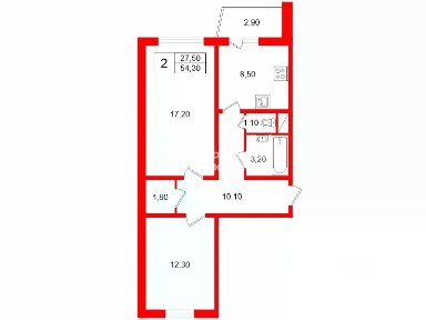Продается 2-комн. квартира, 54,3 м²