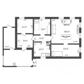Продается 1-этажный дом, 61,2 м²