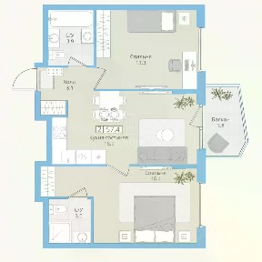 Продается 2-комн. квартира, 57,4 м²