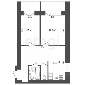 Продается 2-комн. квартира, 47,5 м²
