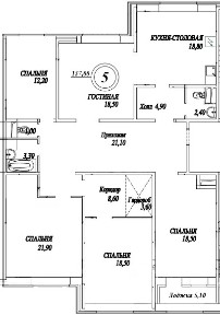 Продается 5-комн. квартира, 157 м²