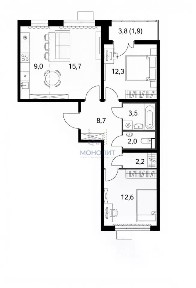 Продается 3-комн. квартира, 66 м²
