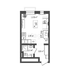 Продается студия, 28,8 м²