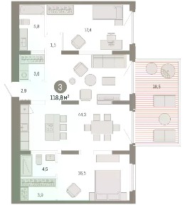 Продается 3-комн. квартира, 118,78 м²