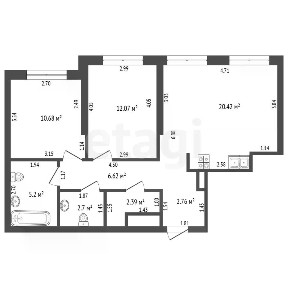 Продается 2-комн. квартира, 63,4 м²