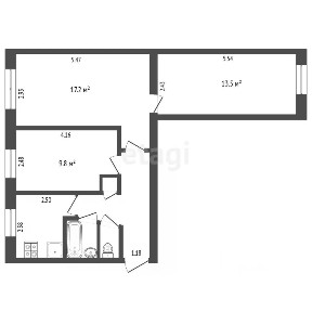 Продается 3-комн. квартира, 57 м²