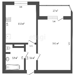 Продается 1-комн. квартира, 42,1 м²