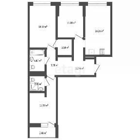 Продается 3-комн. квартира, 83,9 м²