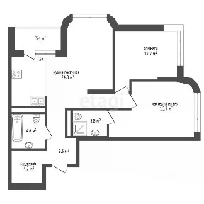 Продается 2-комн. квартира, 78,3 м²