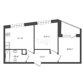 Продается 2-комн. квартира, 53,73 м²